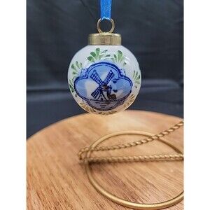 Royal Delft Blue Ware Dutch Holland Windmill Ceramic Handpainted Ornament 3"